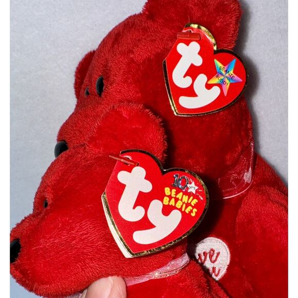 ty Beanie Baby Babies Buddy Valentine Secret I Love You Bear Set of 2 MWT - Picture 4 of 10